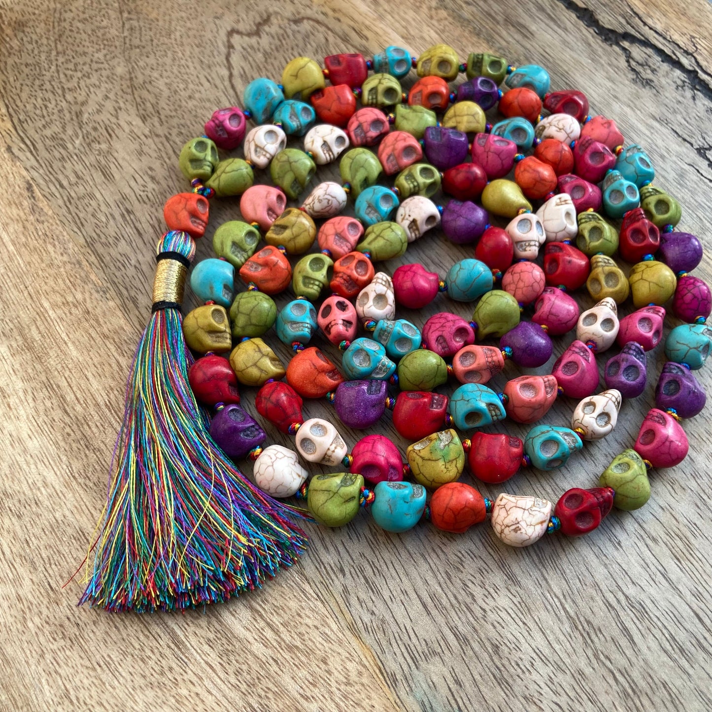 Multi Color Skull mala, Kali Necklace, Kapala Necklace, Mala Beads, Skull Necklace, Shiva Necklace, Handmade Jewelry