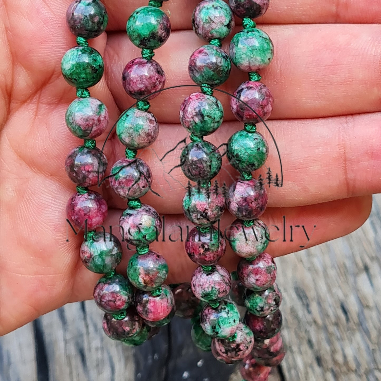 Ruby Zoisite Gemstone Round Shape Smooth Japa Mala | 108 Mala Beads | Gemstone Mala | Boho Jewelry | Yoga Jewelry, Handmade Jewelry