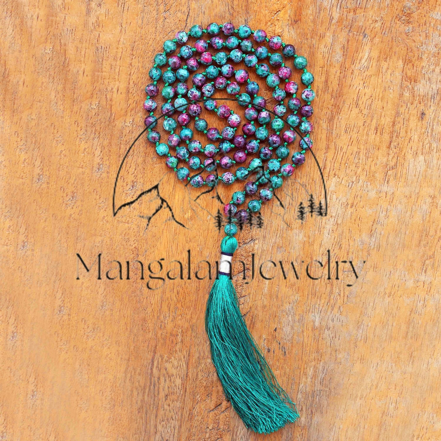 Ruby Zoisite Gemstone Round Shape Smooth Japa Mala | 108 Mala Beads | Gemstone Mala | Boho Jewelry | Yoga Jewelry, Handmade Jewelry