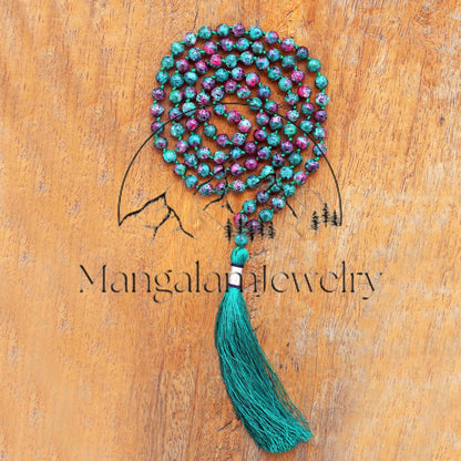 Ruby Zoisite Gemstone Round Shape Smooth Japa Mala | 108 Mala Beads | Gemstone Mala | Boho Jewelry | Yoga Jewelry, Handmade Jewelry