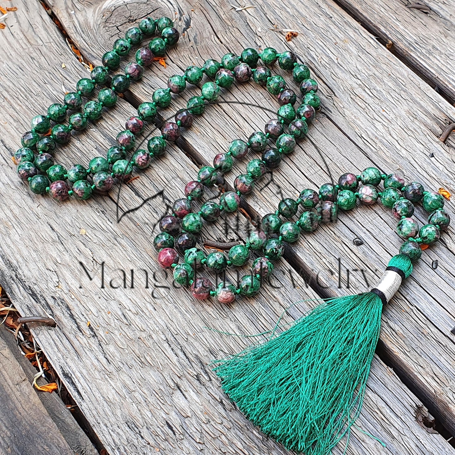 Ruby Zoisite Gemstone Round Shape Smooth Japa Mala | 108 Mala Beads | Gemstone Mala | Boho Jewelry | Yoga Jewelry, Handmade Jewelry