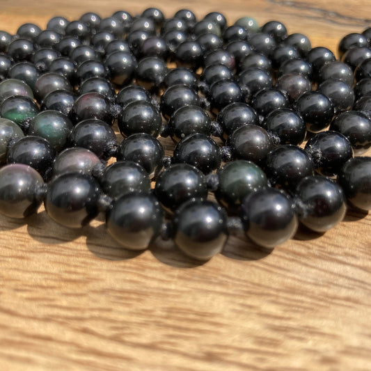 Rainbow Obsidian Mala To Bring Hope, Rainbow Obsidian Necklace, Handmade Mala, Obsidian Crystal Necklace, Obsidian Stone Necklace