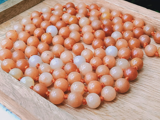 Orange Aventurine Mala For Manifestation, Orange Aventurine Necklace, Prayer Beads, Gemstone Jewelry, Statement Necklace, Yoga Gifts