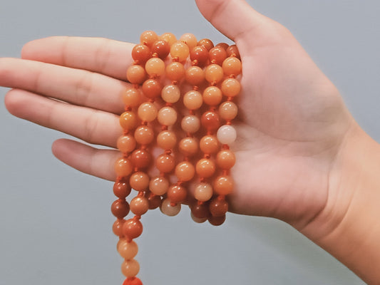 Orange Aventurine Mala For Manifestation, Orange Aventurine Necklace, Prayer Beads, Gemstone Jewelry, Statement Necklace, Yoga Gifts
