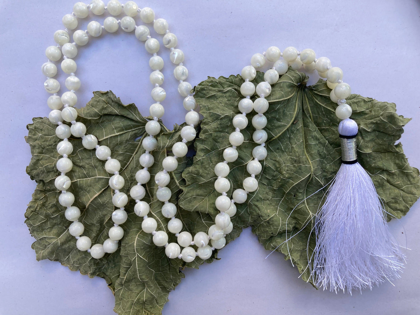 Purity Mala, Mother Of Pearl Mala, Mother Of Pearl Necklace, Statement Necklace, Gifts For Yoga Lovers