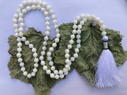 Purity Mala, Mother Of Pearl Mala, Mother Of Pearl Necklace, Statement Necklace, Gifts For Yoga Lovers