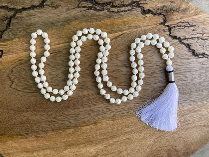 Purity Mala, Mother Of Pearl Mala, Mother Of Pearl Necklace, Statement Necklace, Gifts For Yoga Lovers