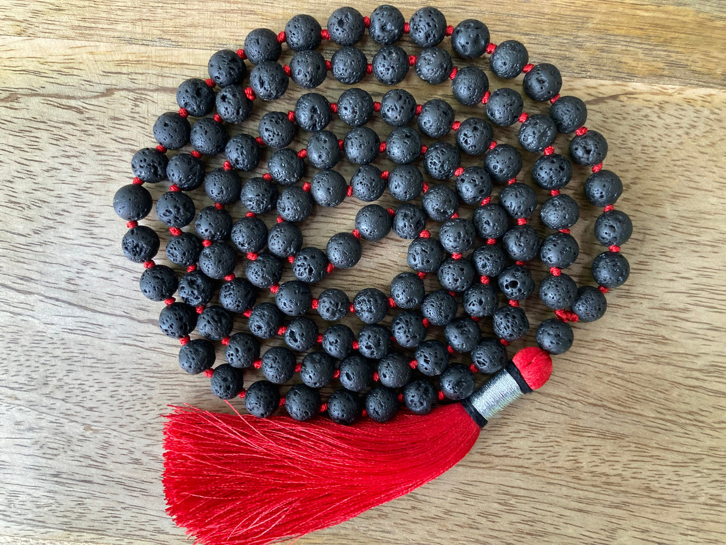 Lava Mala, Hand Knotted Mala, Prayer Beads, Lava Necklace, 108 Mala Beads, Statement Necklace, Gift For Yoga Lover, Handmade Jewelry