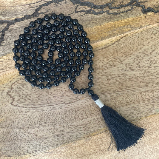Black Tourmaline Mala, Spiritual Jewelry, Black Tourmaline Necklace, Japa Mala, Yoga Gifts, Handmade Jewelry