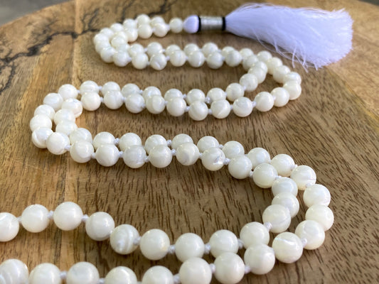 Purity Mala, Mother Of Pearl Mala, Mother Of Pearl Necklace, Statement Necklace, Gifts For Yoga Lovers