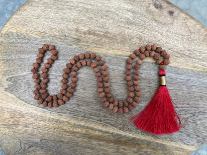 Small Sized 9 Mukhi Rudraksha Mala - Lab Certified, 9 Mukhi Rudraksha Necklace, Yoga Gifts, Statement Necklace, Gift For Yoga Lover