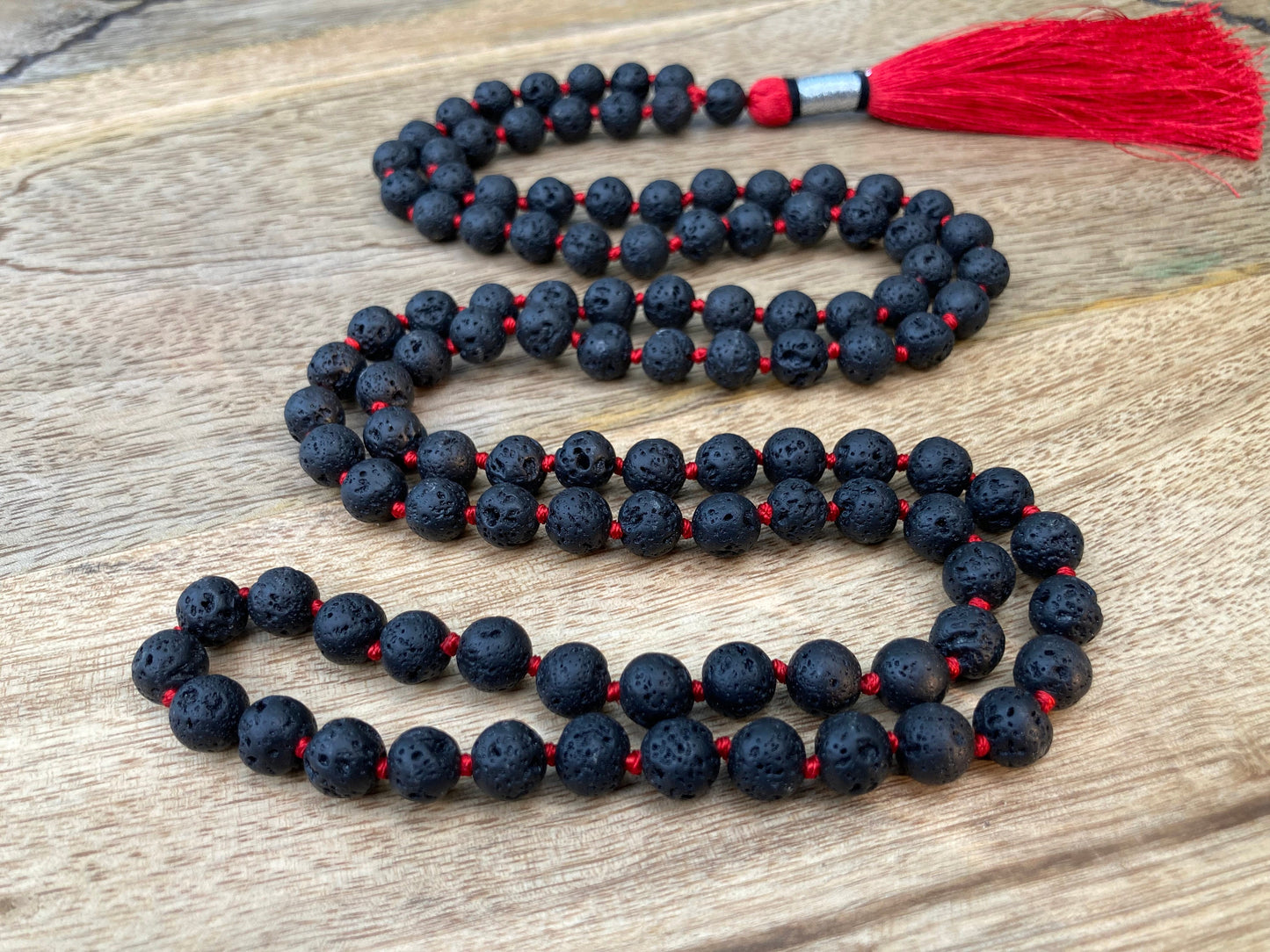 Lava Mala, Hand Knotted Mala, Prayer Beads, Lava Necklace, 108 Mala Beads, Statement Necklace, Gift For Yoga Lover, Handmade Jewelry