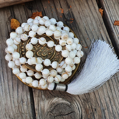 Purity Mala, Mother Of Pearl Mala, Mother Of Pearl Necklace, Statement Necklace, Gifts For Yoga Lovers