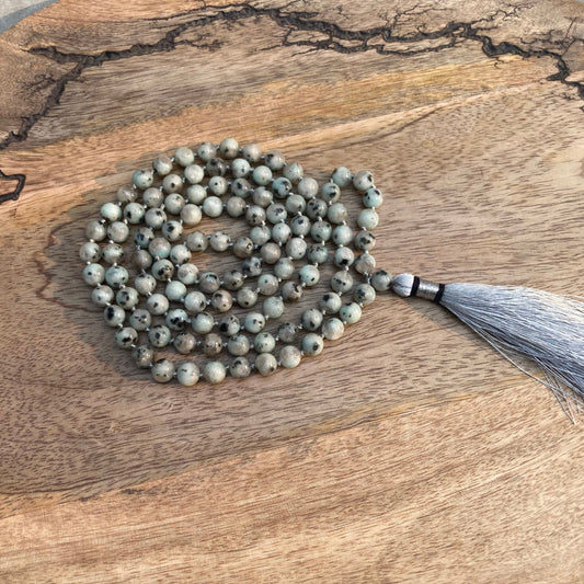Kiwi Jasper Mala 8MM, Kiwi Jasper Necklace, Statement Necklace , Gift For Him , Gift For Her., Gift For Yoga Lover, Handmade Jewelry