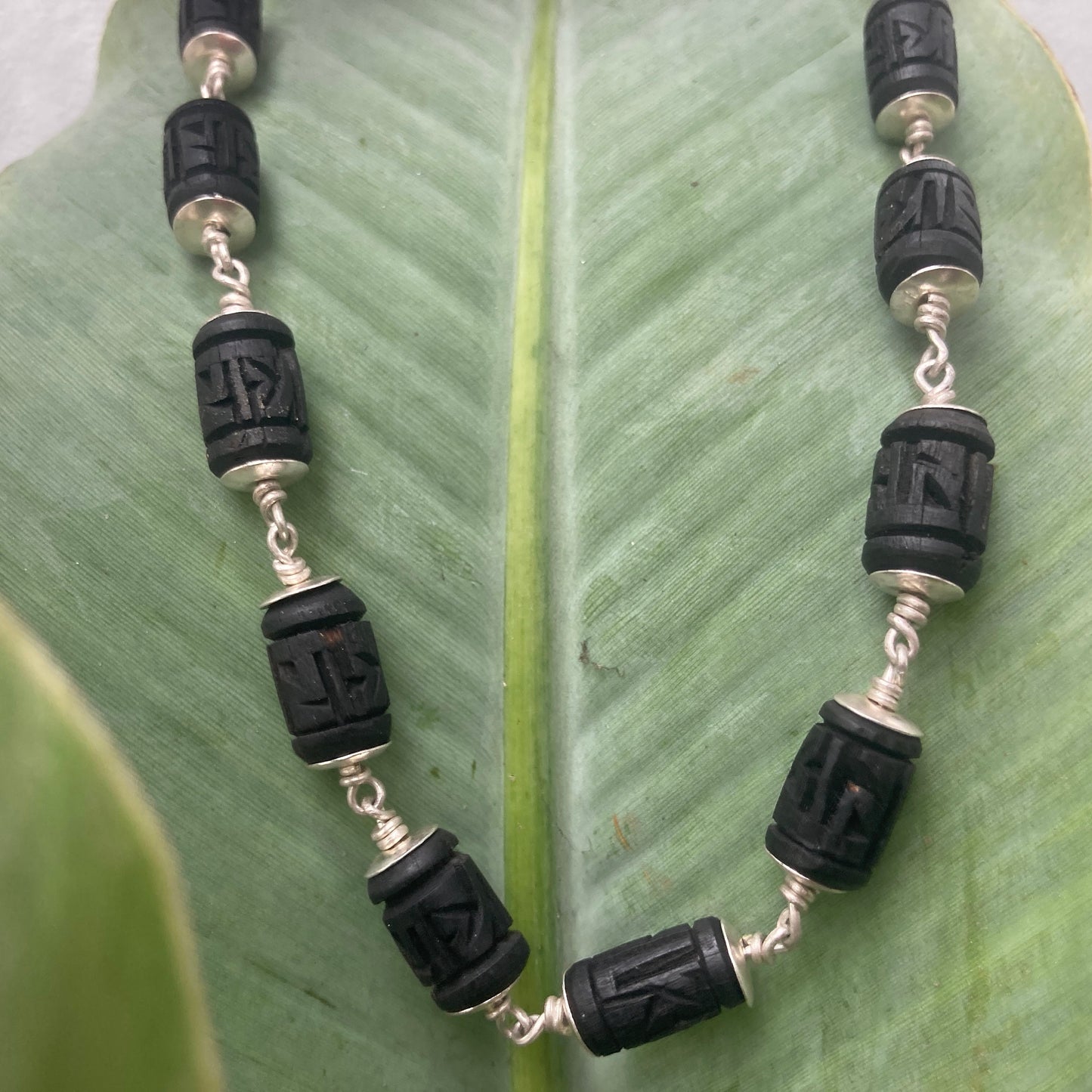 Shyama Tulsi Radha Engraved Necklace, in silver Black Tulsi Necklace, Krishna Necklace, Kantha Mala, God Gifts, Auspicious Gifts