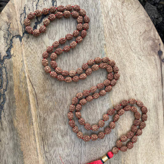 Big 4 Mukhi Rudraksha Mala, 108 Mala Beads, Meditation Mala Necklace, Puja Mala, Yoga Mala