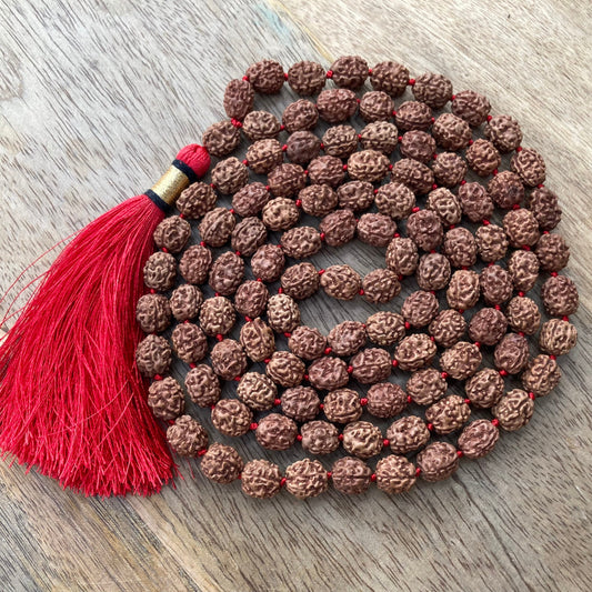 Big 4 Mukhi Rudraksha Mala, 108 Mala Beads, Meditation Mala Necklace, Puja Mala, Yoga Mala