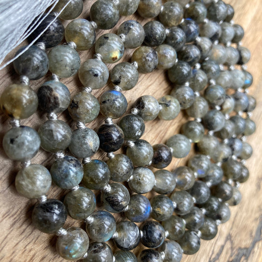 Multy Coloured Labradorite Necklace -108 Beads Mala Prayer Necklace - Natural Stone, Black Labradorite Mala For Calming & Will Power