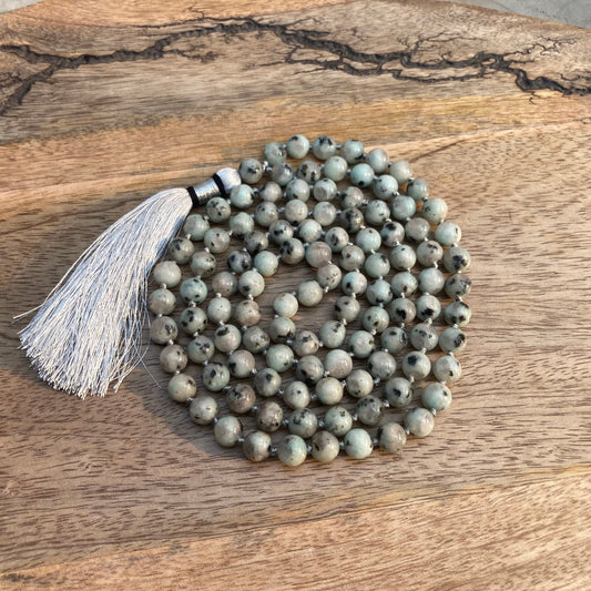 Kiwi Jasper Mala 8MM, Kiwi Jasper Necklace, Statement Necklace , Gift For Him , Gift For Her., Gift For Yoga Lover, Handmade Jewelry