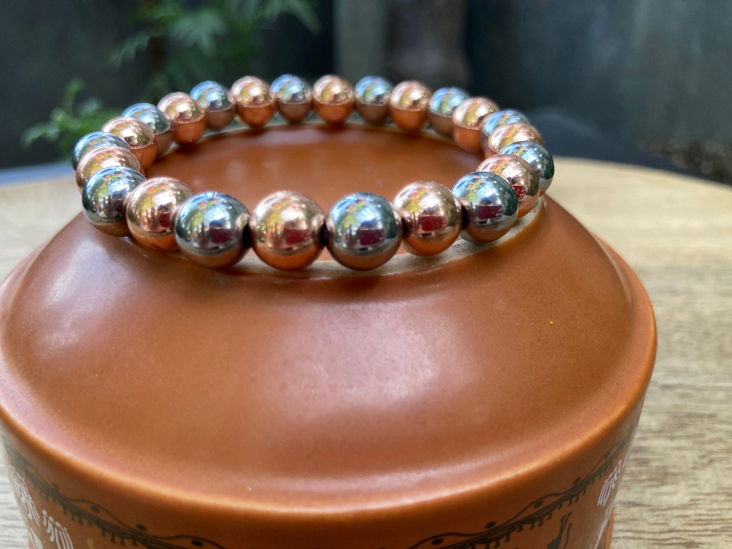 Silver Pyrite and Copper Mixed Bead Bracelet, Silver Pyrite Bracelet, Copper Bracelet, Healing Bracelet, Yoga Jewelery