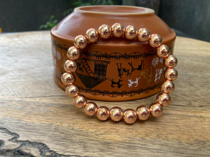 Copper Bracelet, 100% Copper Healing Bracelet, Copper Beaded Bracelet, Copper Bracelet 8mm beads