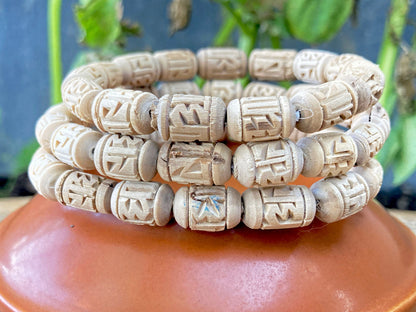 Handcarved Radha Tulsi Bracelet, Tulasi Bracelet, Pure Tulsi Beads, Holy Basil Seeds, Tulsi Basil Mala Bracelet, Yoga Gifts -Handmade