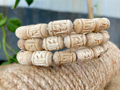 Handcarved Radha Tulsi Bracelet, Tulasi Bracelet, Pure Tulsi Beads, Holy Basil Seeds, Tulsi Basil Mala Bracelet, Yoga Gifts -Handmade