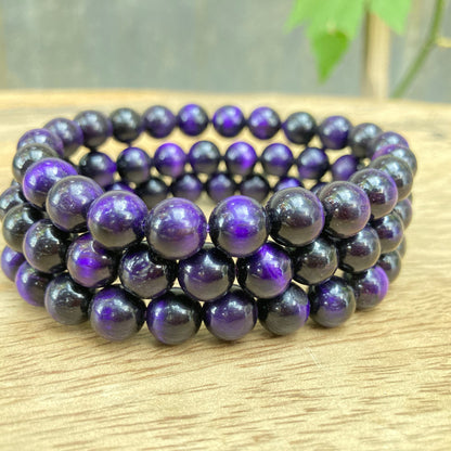 Purple Tiger Eye Bracelet, Hand Knotted Bracelet, Purple Tiger Eye, Mala Bracelet, Gift For Yoga Lover