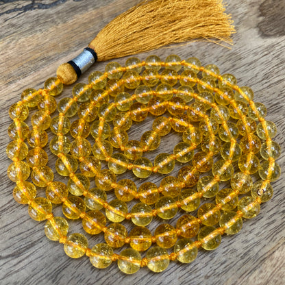 Citrine Mala 8MM, 108 Mala Beads, Healing Mala, Citrine Necklace, Solar Plexus Chakra Necklace, Solar Plexus Jewelry, Boho Jewelry
