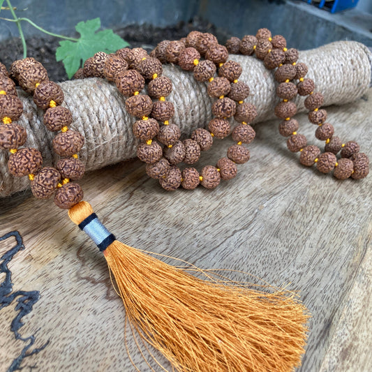 Big Size 7 Mukhi Rudraksha Mala - Lab Certified, Rudraksha Necklace, 108 Mala Beads, Knotted Mala, Japa Mala, Yoga Mala