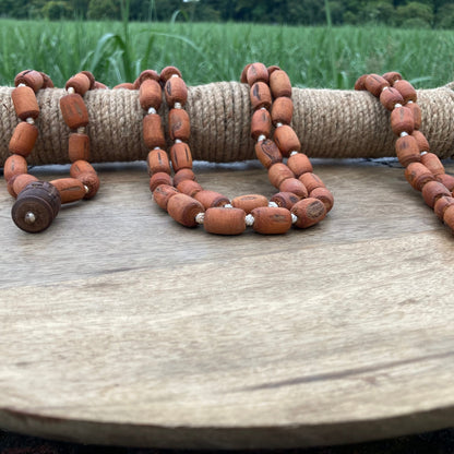 Maha Chunky Tulasi / Tulsi Beads Mala with Carved Radhe Guru bead, Tulasi Necklace, Tulsi Mala