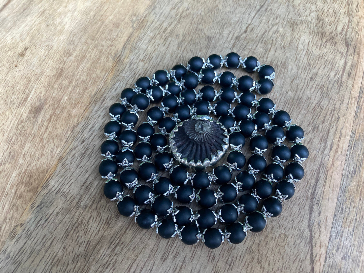 Shaligram Mala, with Sudershan Shaligram Pendent, Shaligram Necklace, Rosary Mala, Symbolic Necklace