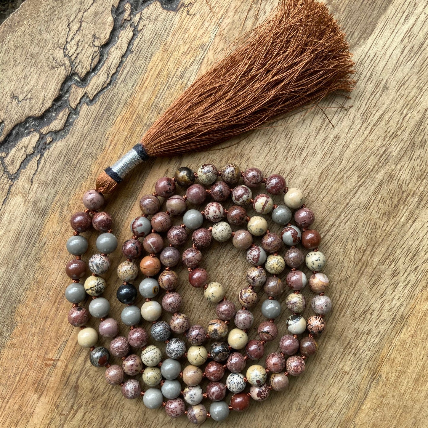 Serenity Mala, Poppy Jasper Mala, Gift For Yoga Lovers, Poppy Jasper Necklace, Statement Necklace
