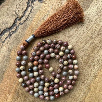 Serenity Mala, Poppy Jasper Mala, Gift For Yoga Lovers, Poppy Jasper Necklace, Statement Necklace