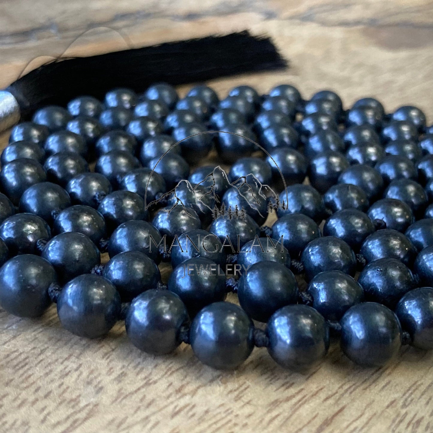 Authentic Shungite Mala, 108 Knotted Prayer Beads Tassel Necklace, Shungite Japa Mala, Meditation Spiritual Yoga Gift EMF Protection Jewelry