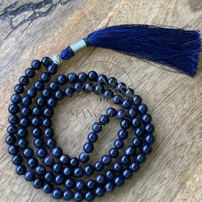 Blue Sandstone Necklace 6MM, Blue Sandstone Beads, 108 Mala Beads, Handmade Jewelry, Buddhist Mala, Yoga Gifts