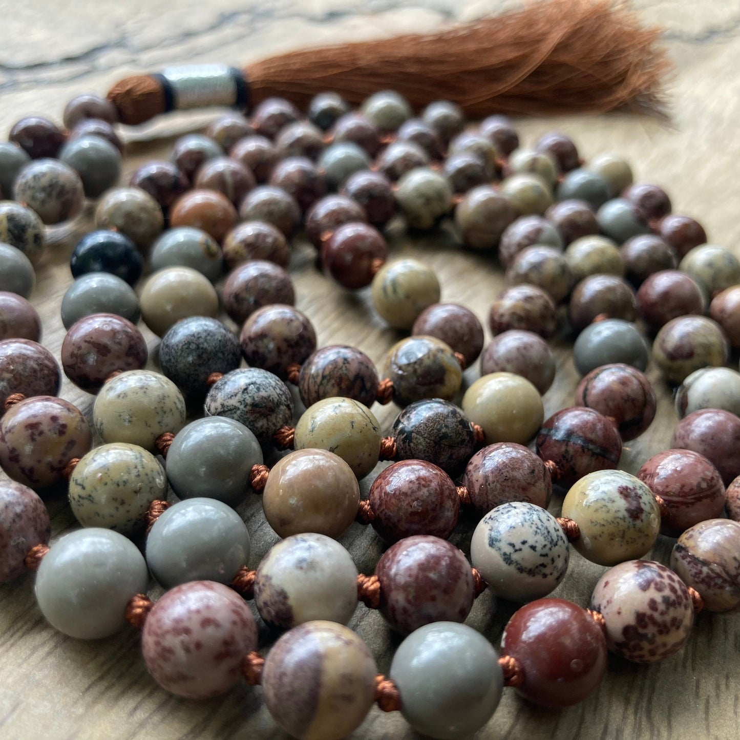 Serenity Mala, Poppy Jasper Mala, Gift For Yoga Lovers, Poppy Jasper Necklace, Statement Necklace