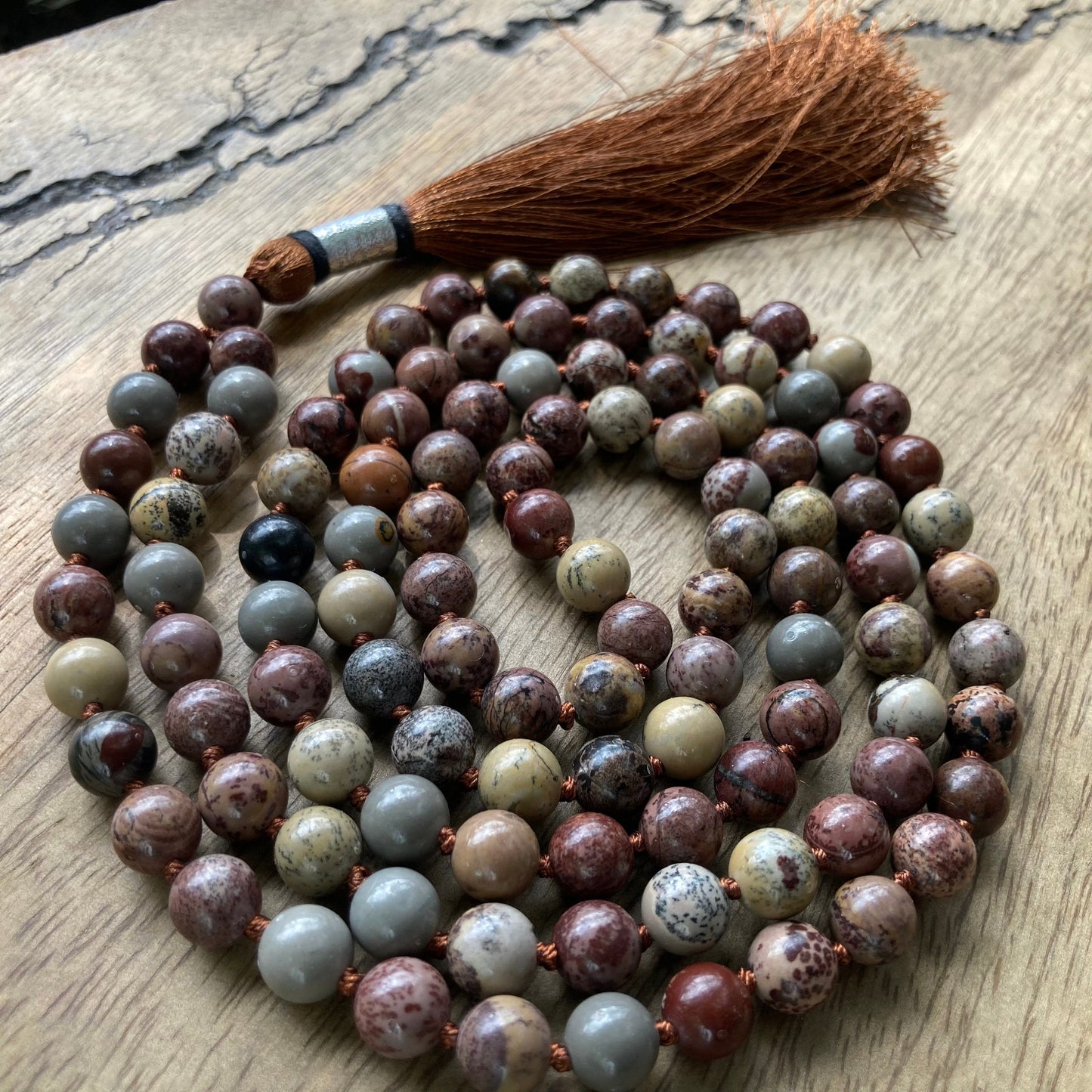 Serenity Mala, Poppy Jasper Mala, Gift For Yoga Lovers, Poppy Jasper Necklace, Statement Necklace