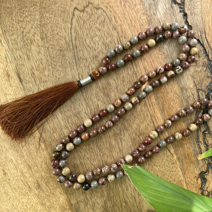 Serenity Mala, Poppy Jasper Mala, Gift For Yoga Lovers, Poppy Jasper Necklace, Statement Necklace
