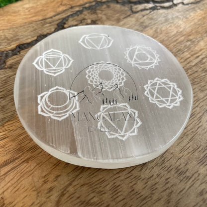 Sacred Selenite Disc: Harmonizing the Seven Chakras through Engraved Energy Alignment