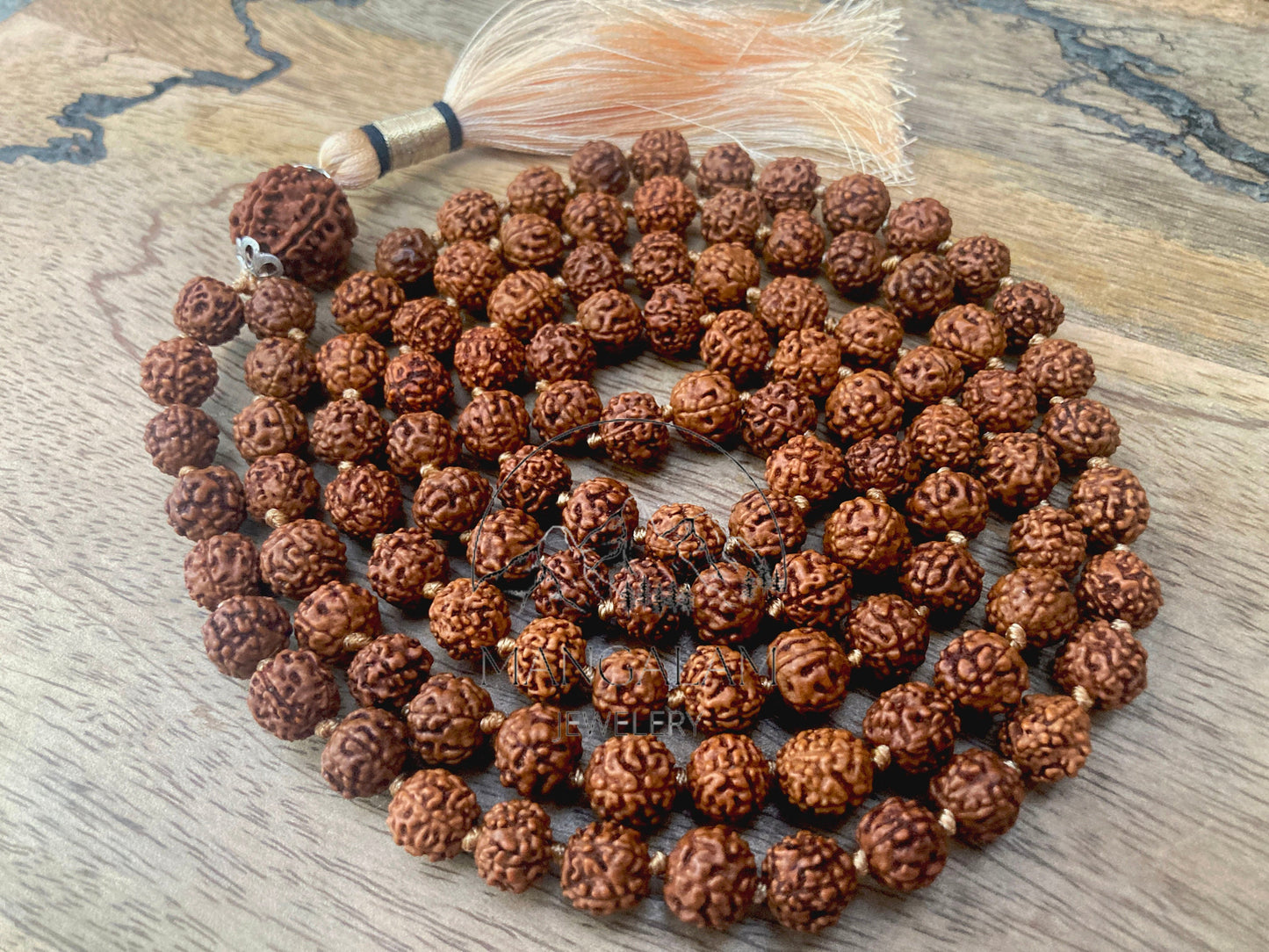 108 Natural Aged Dark Black Rudraksha Seed Mala Prayer Beads, Sacred Rudraksha Japa Mala, Meditation Mala Rosary