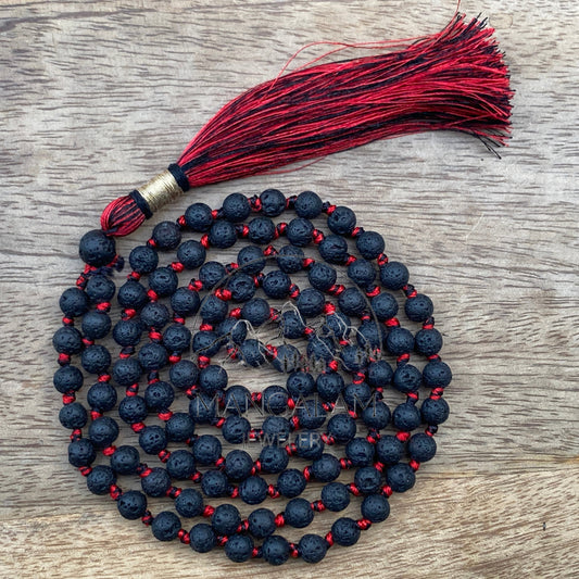 Lava Mala, Lava Necklace, 108 Beads Mala, Mala Necklace, Meditation Beads, Lava Stone Necklace