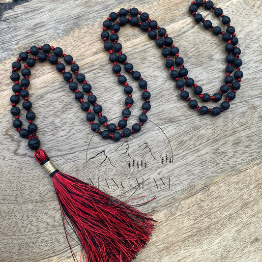 Lava Mala, Lava Necklace, 108 Beads Mala, Mala Necklace, Meditation Beads, Lava Stone Necklace