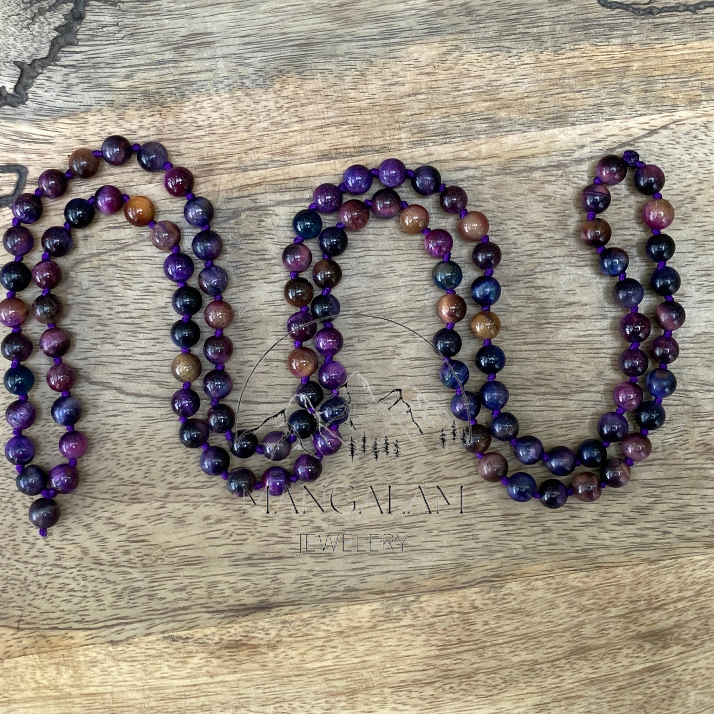 Purple Tiger Eye Mala, Hand Knotted Mala, Prayer Beads, Purple Tiger Eye Necklace, 108 Mala Beads, Statement Necklace, Gift For Yoga Lover