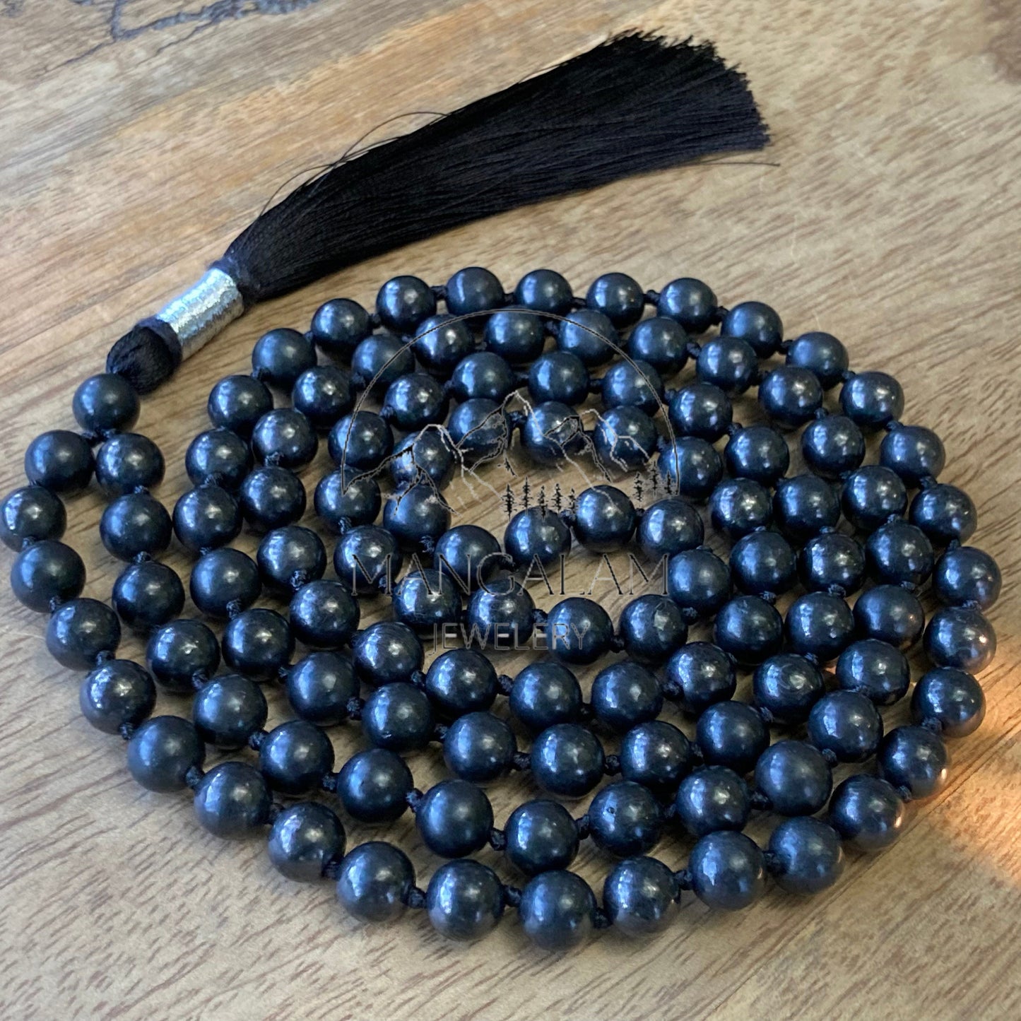 Authentic Shungite Mala, 108 Knotted Prayer Beads Tassel Necklace, Shungite Japa Mala, Meditation Spiritual Yoga Gift EMF Protection Jewelry