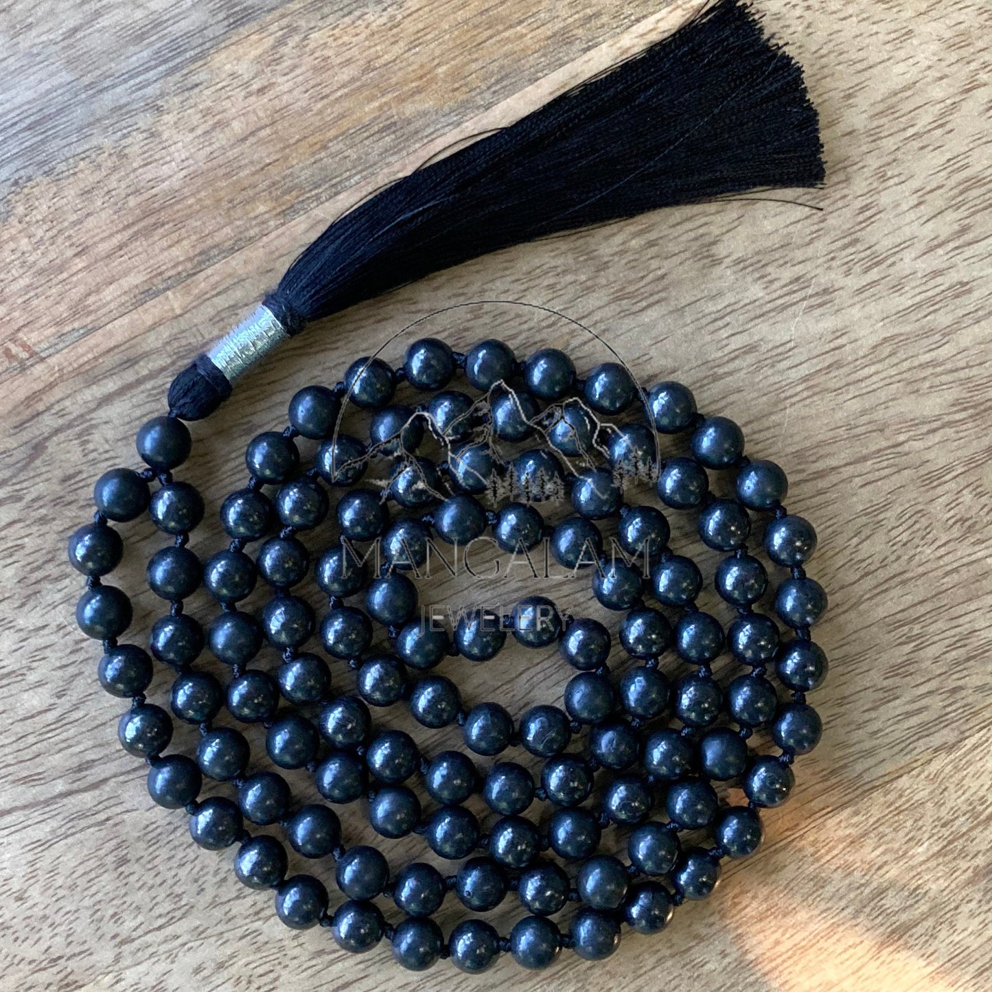 Authentic Shungite Mala, 108 Knotted Prayer Beads Tassel Necklace, Shungite Japa Mala, Meditation Spiritual Yoga Gift EMF Protection Jewelry