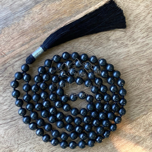 Authentic Shungite Mala, 108 Knotted Prayer Beads Tassel Necklace, Shungite Japa Mala, Meditation Spiritual Yoga Gift EMF Protection Jewelry