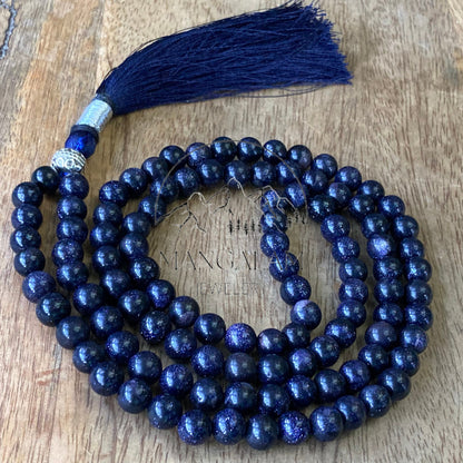 Blue Sandstone Necklace 6MM, Blue Sandstone Beads, 108 Mala Beads, Handmade Jewelry, Buddhist Mala, Yoga Gifts