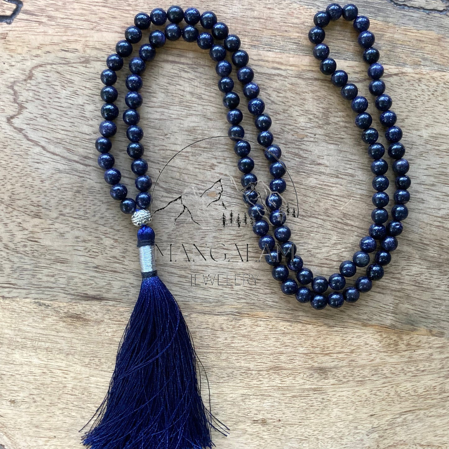 Blue Sandstone Necklace 6MM, Blue Sandstone Beads, 108 Mala Beads, Handmade Jewelry, Buddhist Mala, Yoga Gifts