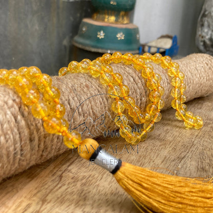 Citrine Mala AAA 8MM, 108 Mala Beads, Healing Mala, Citrine Necklace, Buddhist Prayer Beads, Vitality, Motivation, Courage, Happiness